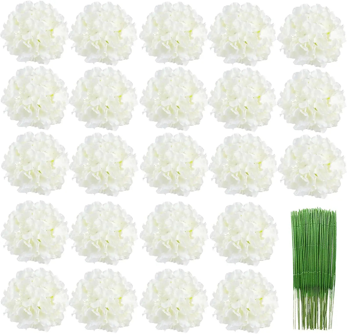 fleurs artificielles hortensia blanc moderne mariage décoration intérieure tringles vertes 25 pièces pouces