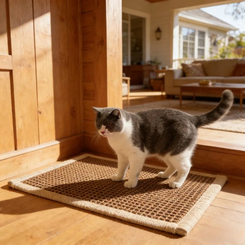 tapis chat sisal marron gris protection meuble moderneintérieur unique sécurité antidérapant