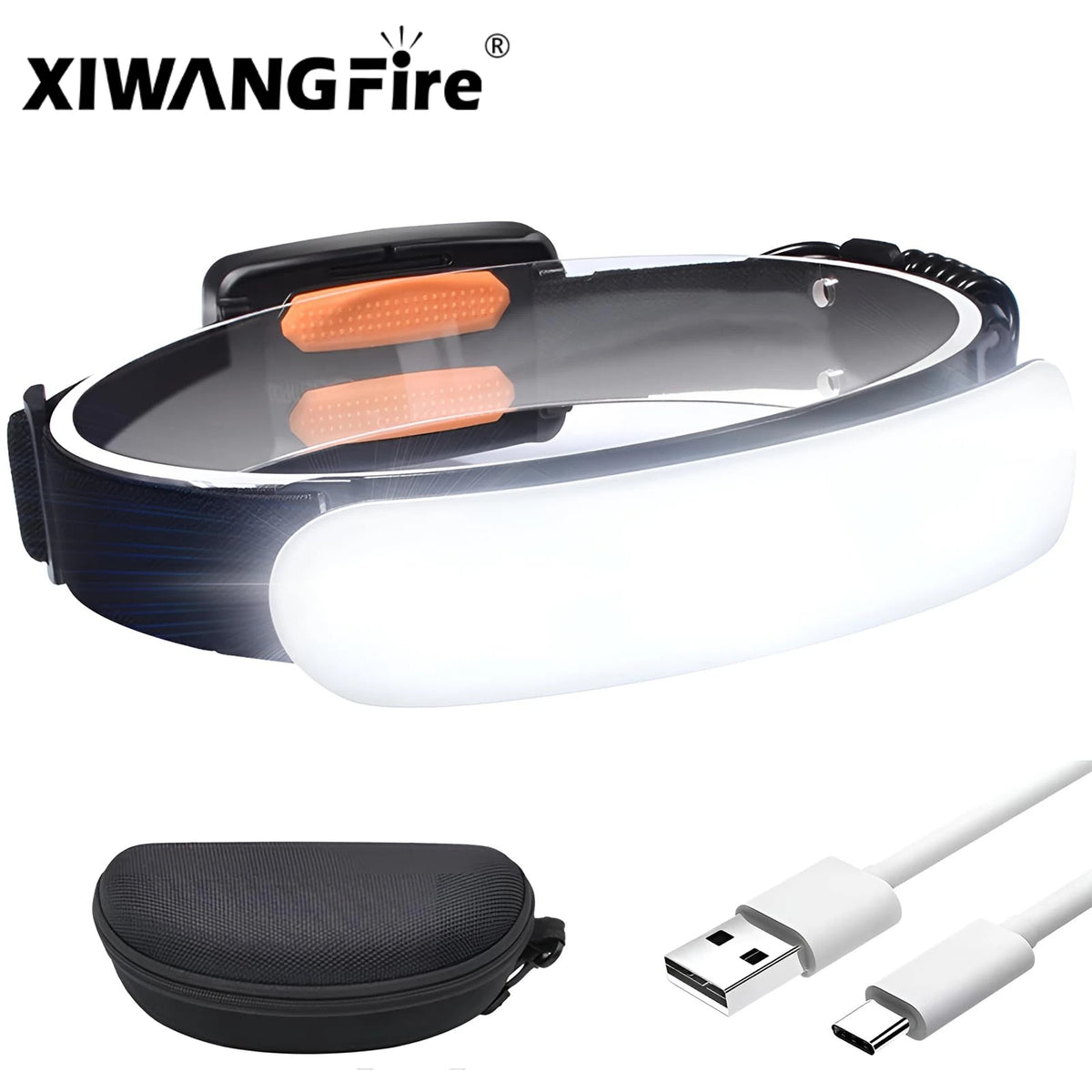 lampe torche frontale rechargeable modes éclairage camping pêche cyclisme urgence 5000mah USB Type