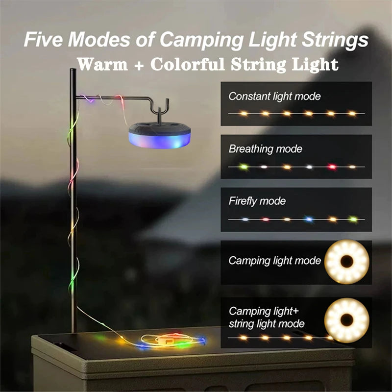 ruban lumineux étanche led blanc moderne camping 10m lanterne clips rechargeableextérieur decoration