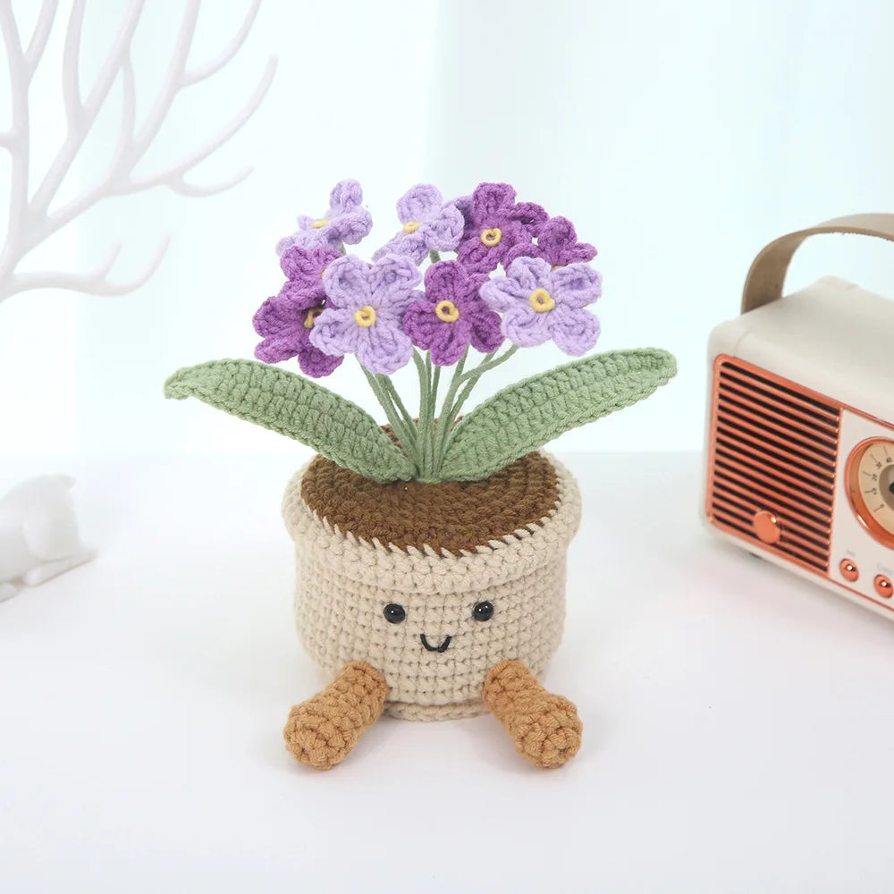 décoration intérieure pot fleurs crochet personnalisé couleur beige marron vert bleu rose violet