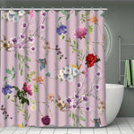 rideau douche fleuri papillon polyester respectueux environnement classique romantique anneaux métalliques
