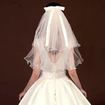 voile mariée tulle plissé blanc classique romantique fixé noeud transparent élégant