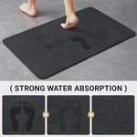 tapis bain antidérapant motifs floraux gris foncé bleu marine bordure dorée moderne textures