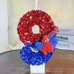 bougies décoratives anniversaire spiderman sequins brillants rouge bleu noir decoration gâteau fête thème