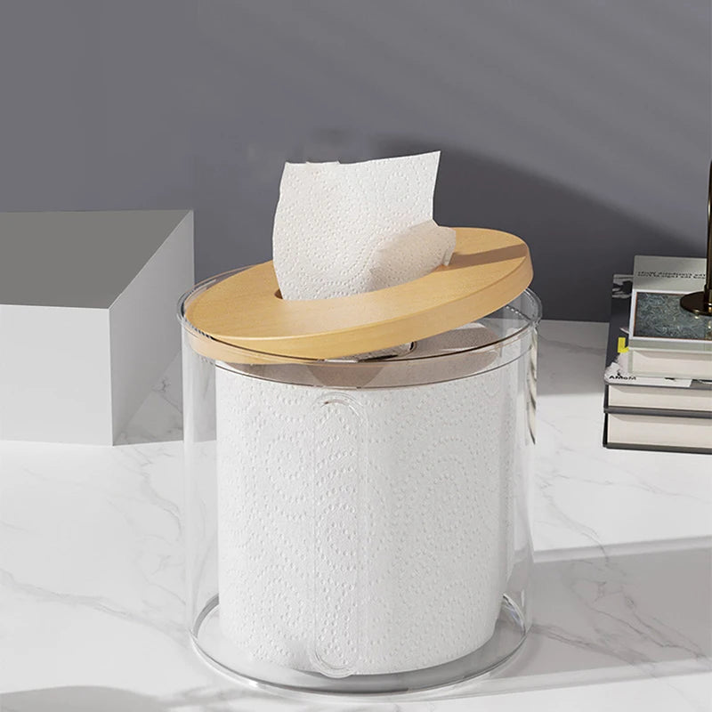 boîte mouchoirs moderne plastique transparent texture bois papier toilette élégant rangement salon