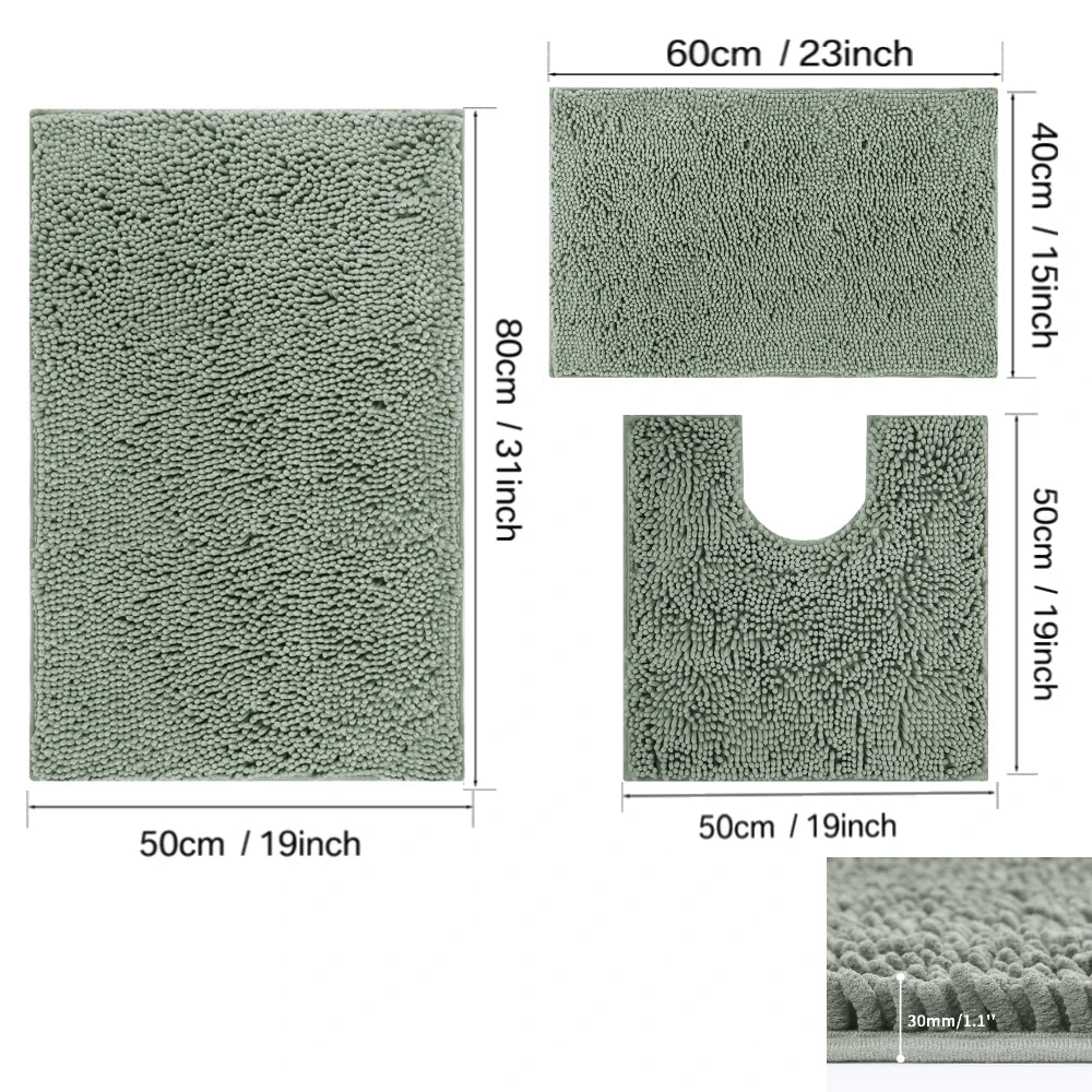 ensemble tapis bain chenille doux absorbant secage rapide motif rayures salle bain