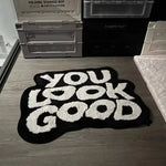 tapis moderne lettres relief noir blanc vert antidérapant intérieur extérieur chambre voiture