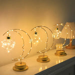 lampe table or lune cœur étoile transparentes LED bohème chambre