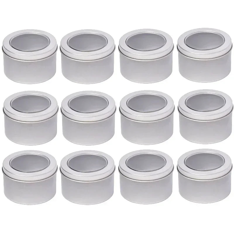 boîtes rondes métal or noir argent contemporaines rangement cosmétiques skincare organiser travel tins cream