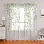 rideau moderne feuilles vertes blancs fenêtre maison 100% polyester deux pièces