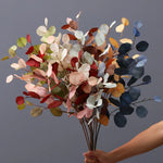 décoration intérieure branche artificielle feuilles ovales multicolore naturelle extérieur automne verte rose bleue orangée
