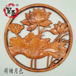 décoration murale bois sculpté animaux fleurs chinois nouvel an 380mm