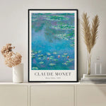 affiche murale toile peinture impressionniste nénuphar monet cadre bois décoration salon classique
