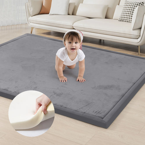 tapis jeu bébé velours gris moderne confortable tapis chambre pliable 150x100cm 200x150cm