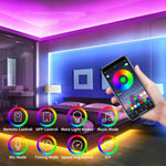 ruban led flexible multicolore rgb moderne clips contrôleur distance éclairage salon technologie usb tuya