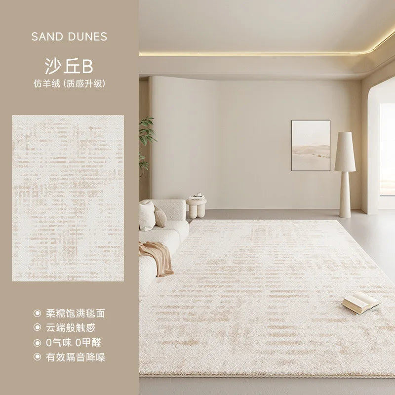 tapis shaggy super doux polyester moderne rectangle beige texture ondulée antidérapant usage maison prière