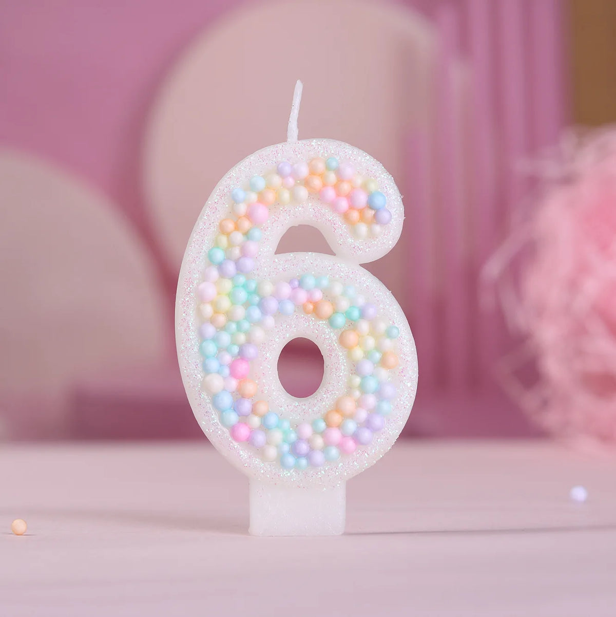 bougies chiffres anniversaire blanc pastel brillantes décoration festive box rangement
