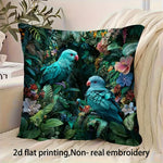 coussin imprimé 2d oiseaux fleurs feuilles vert bleu moderne maison lit canapé chambre