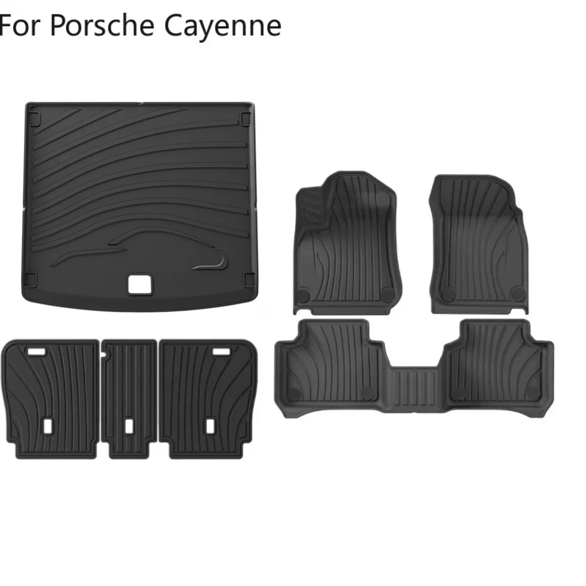 tapis sol coffre rayures horizontales tpe fibre synthétique noir moderne porsche cayenne