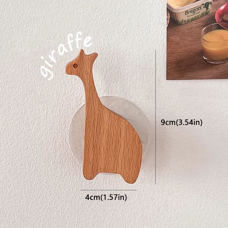 porte clés forme animaux bois naturel minimaliste suction lion girafe hippopotame tortue