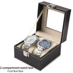 boîte montres simili cuir noir beige verre transparent classique cadenas organisation collection homme