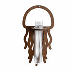 panier fleurs bois décoratif support mur transparent tubes verre arches soleil pieuvre bohème rustic