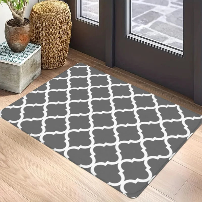 tapis sol antidérapant polyester résistant modernes couleurs vert violet orange gris blanc motifs géométriques