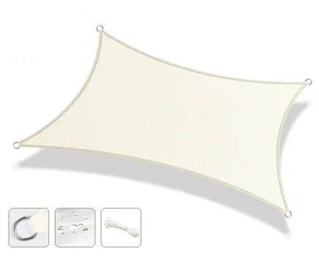 voile d'ombrage tente soleil imperméable toile enduite pu beige clair texture moderne cordelettes blancs