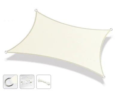 voile d'ombrage tente soleil imperméable toile enduite pu beige clair texture moderne cordelettes blancs