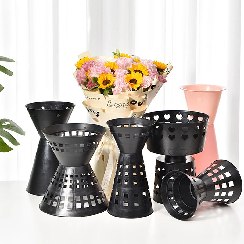 support bouquets fleurs noir moderne perforé tissu fixations invisibles variante taille grande medium petite