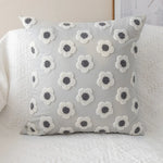 housse coussin brodée fleur marguerite polyester coton blanc jaune décorative salon voiture 30x50cm zip
