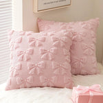 housse coussin décoration moderne rose clair blanc motifs floraux polyester coton 45cm lit chambre