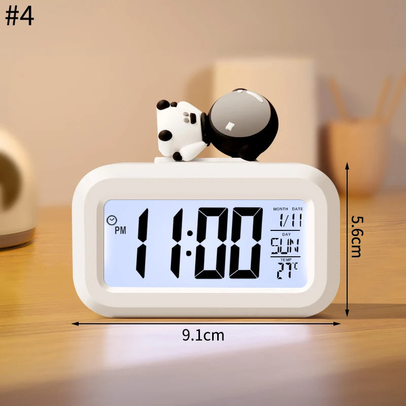 réveil horloge numérique led rose clair indicateur date température cochon figurine minimaliste