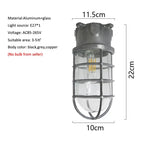 lampe murale industrielle vintage bronze noir gris ampoule e27 verre translucide grille métallique fixée