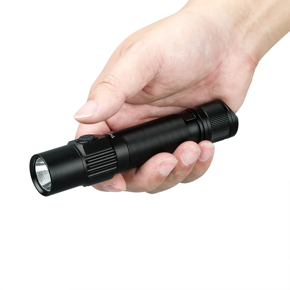 lampe tactique rechargeable 1800 led 18650 lumen 200 500mètres aluminium noir clip utilitaire
