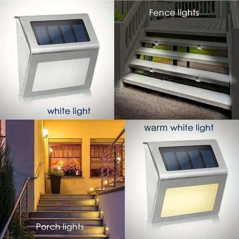 lampe solaire murale moderne led acier inoxydable argenté autocontrôle hydrofuge ip44