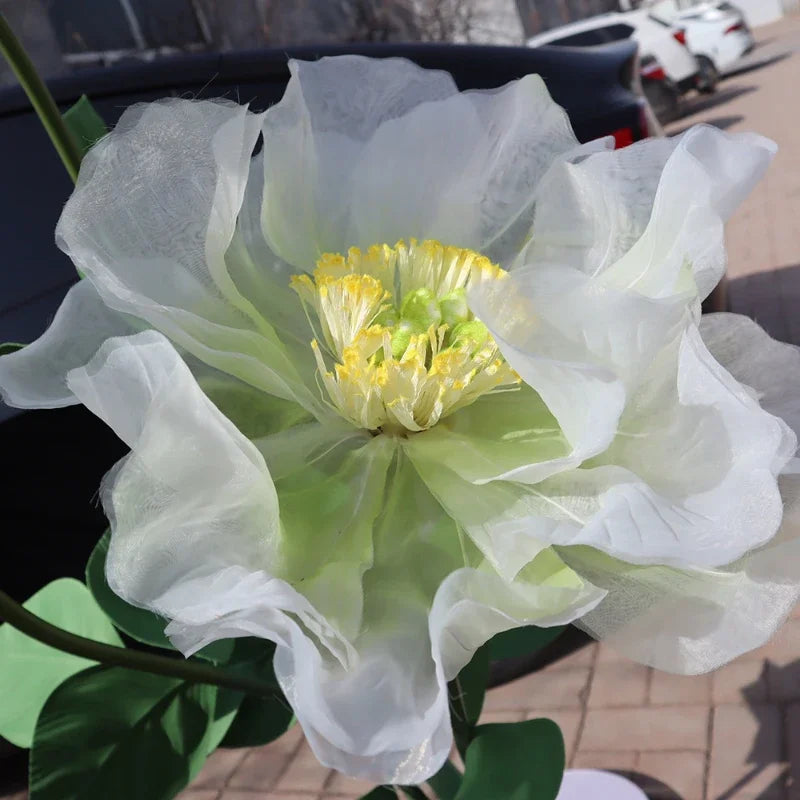 décoration intérieure moderne fleur artificielle pivoine rose clair blanc vert soie 40 60 cm