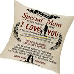 coussin imprimé mère enfant beige décoratif sentimental polyester coton microfibre