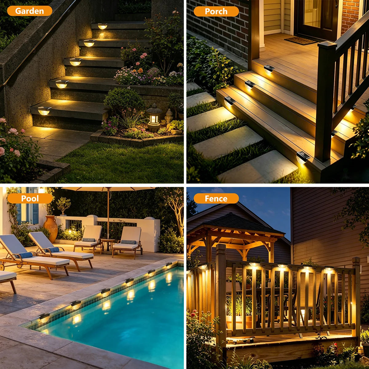 lampes solaires led étanches ip44 adhésives modernes extérieur 10 pièces noir réticulé autoallumage blanc