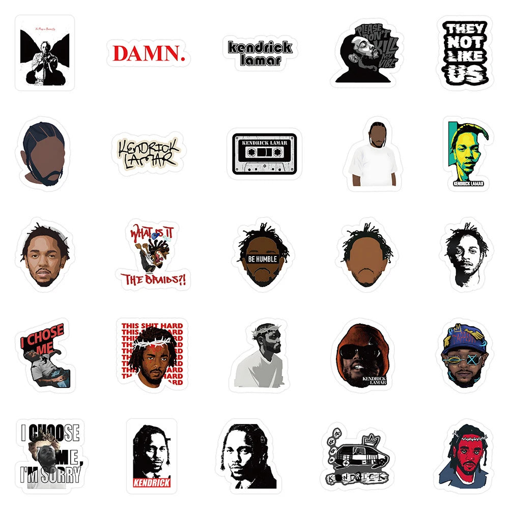 stickers adhésifs pop art graphiques portraits citations logos noir blanc gris rouge vert bleu