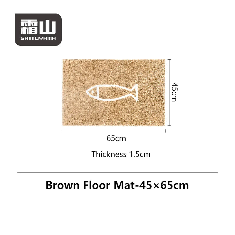 tapis sol polyester flocage poisson blanc moderne lavable maison durable