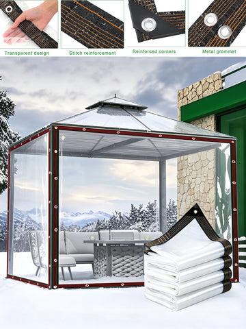 rideau transparent tente jardin imperméable protection solaire moderneextérieur orange fil maille noire