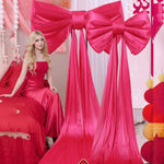 ruban decoratif forme noeud sequins dorés argentés rose rouge nouvelle année fête grande dimension