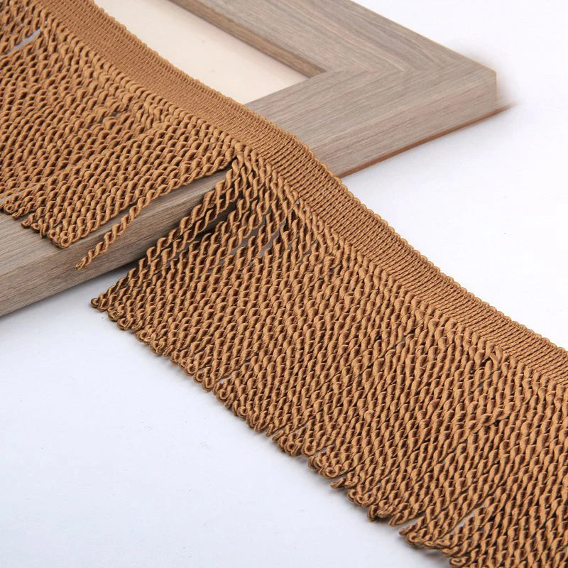 ruban franges or beige olive marron tissé classique 12cm largeur 12mètres polyester écologique decoration