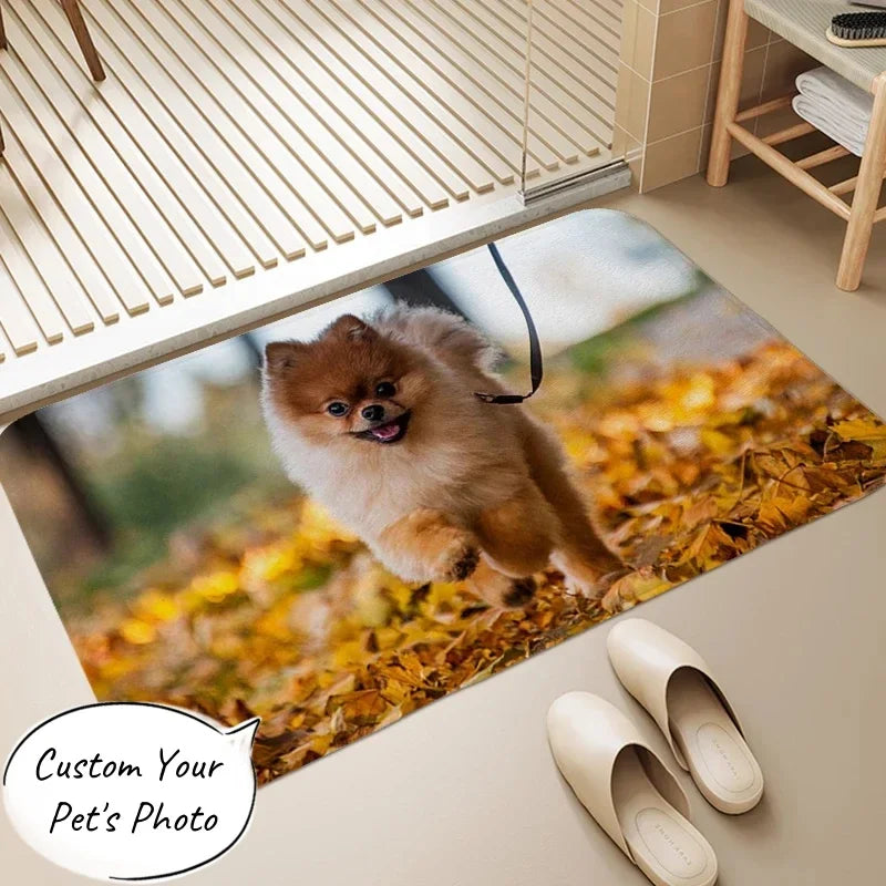 tapis personnalisable moderne imperméable anti bactéries antidérapant photo chien pull blanc salon