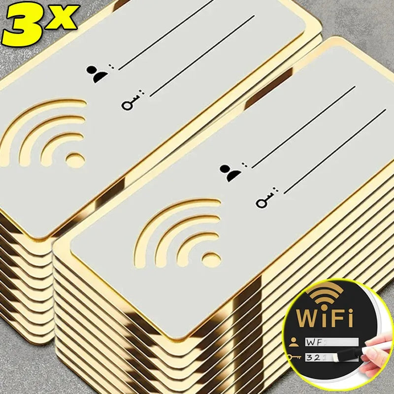 autocollants muraux miroir moderne wi fi blanc doré adhésifs réinscriptibles symboles réseau lignes horizontales