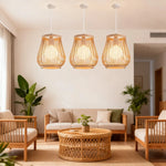 lampe suspendue rattan spirale moderne minimaliste naturel led 90 260v e27