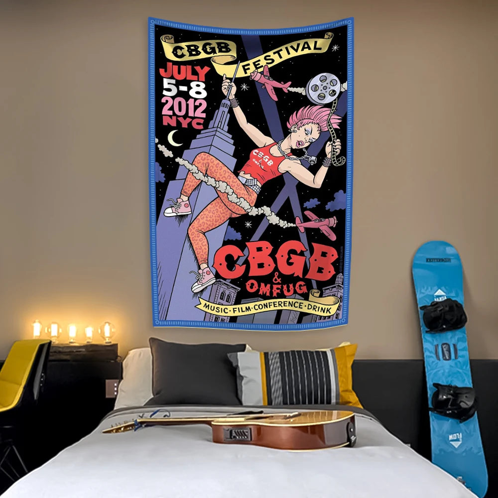 tapisserie vintage rock noir blanc bleu illustration salon chambre décoration mur fond opacité