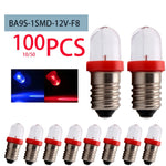 ampoule led e10 transparente rouge bleu 12v super lumineuse 30 lumens moderne compact 28x9mm